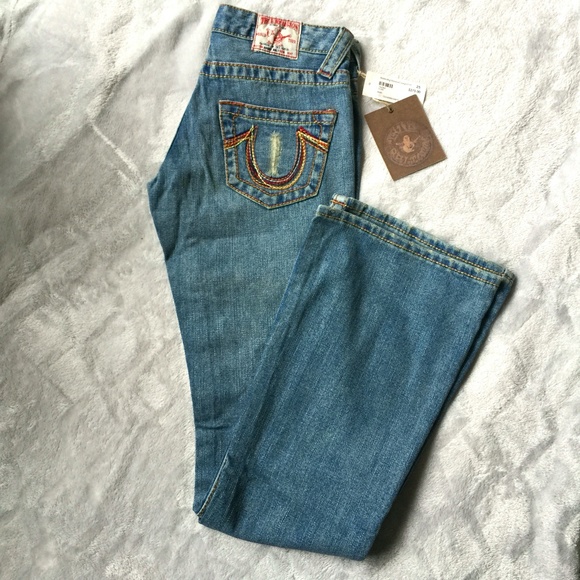 Y2K Vtg TRUE RELIGION Flare Low Rise Bobby Rainbow Cowgirl Jean NWT Retail $275 - Picture 1 of 15